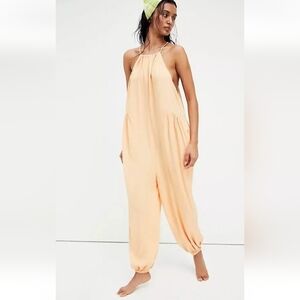 Free People Endless Summer Under The Sun Harem Romper Jumpsuit Cutout Peach